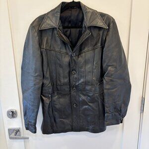 Vintage Buckboard black leather jacket